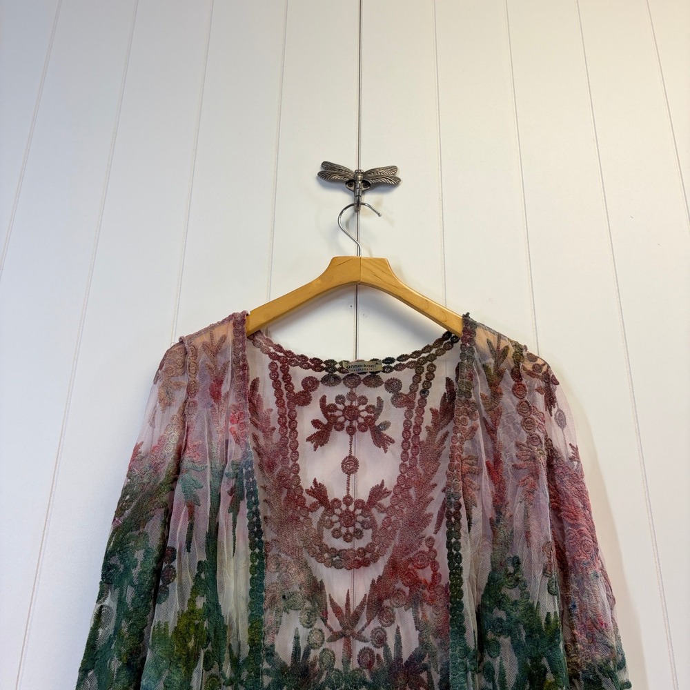 Anna-Kaci Boho Chic Fairy Embroidered Mesh Kimono Cardigan Women Size OS Whimsy - Picture 7 of 9